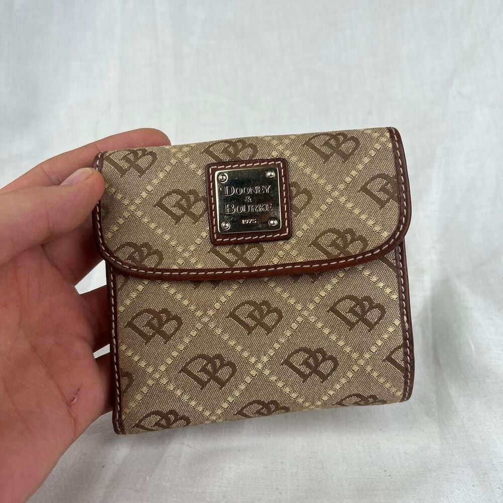Brown and tan Dooney & Bourke Signature Logo Wallet